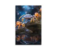 DLJGDS Glowing Crab Animal with Companions on The Rock Decorative Painting Canvas Wall Posters And Modern Family Bedroom Decor 08x12inch(20x30cm)