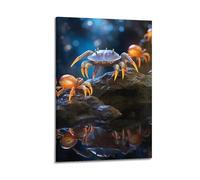 DLJGDS Glowing Crab Animal with Companions on The Rock Decorative Painting Canvas Wall Posters And Modern Family Bedroom Decor 16x24inch(40x60cm)