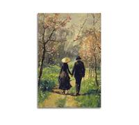 DLJGDS Landscape Oil Painting Poster. A Couple in Love Walking in The Forest Decorative Painting Canvas Wall Posters And Modern Family Bedroom Decor 12x18inch(30x45cm)