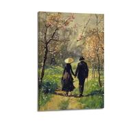DLJGDS Landscape Oil Painting Poster. A Couple in Love Walking in The Forest Decorative Painting Canvas Wall Posters And Modern Family Bedroom Decor 12x18inch(30x45cm)