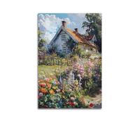 DLJGDS Landscape Oil Painting Poster Eastern European Nostalgic Old House Garden Decorative Painting Canvas Wall Posters And Modern Family Bedroom Decor 20x30inch(50x75cm)