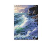 DLJGDS Landscape Oil Painting Poster Raging Waves Hitting The Rocks Decorative Painting Canvas Wall Posters And Modern Family Bedroom Decor 12x18inch(30x45cm)