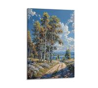 DLJGDS Landscape Oil Painting Poster with Scenic Path And Lake Decorative Painting Canvas Wall Posters And Modern Family Bedroom Decor 24x36inch(60x90cm)
