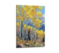 DLJGDS Landscape Oil Painting Poster. Yellow Leaves Birch And Autumn Trees Decorative Painting Canvas Wall Posters And Modern Family Bedroom Decor 24x36inch(60x90cm)