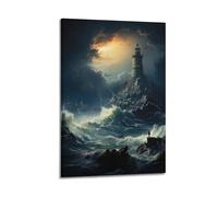 DLJGDS Landscape Poster A Magical Lighthouse in The Ocean Decorative Painting Canvas Wall Posters And Modern Family Bedroom Decor 24x36inch(60x90cm)