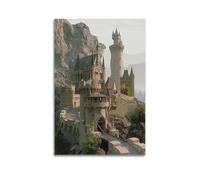DLJGDS Landscape Poster Alpine Vintage Castle Cliff Edge Decorative Painting Canvas Wall Posters And Modern Family Bedroom Decor 12x18inch(30x45cm)