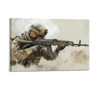 DLJGDS Military Poster with Soldier in Combat Gear Aiming Rifle, in A Bold And Gritty Style for Enthusiasts Decorative Painting Canvas Wall Posters And Modern Family Bedroom Decor 24x36inch(60x90cm)