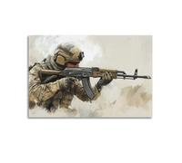 DLJGDS Military Poster with Soldier in Combat Gear Aiming Rifle, in A Bold And Gritty Style for Enthusiasts Decorative Painting Canvas Wall Posters And Modern Family Bedroom Decor 20x30inch(50x75cm)