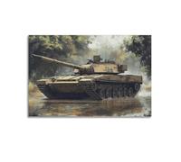 DLJGDS Realistic Military Poster with A Detailed Tank Navigating through A Forested And Watery Terrain Decorative Painting Canvas Wall Posters And Modern Family Bedroom Decor 20x30inch(50x75cm)