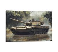 DLJGDS Realistic Military Poster with A Detailed Tank Navigating through A Forested And Watery Terrain Decorative Painting Canvas Wall Posters And Modern Family Bedroom Decor 12x18inch(30x45cm)
