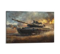 DLJGDS Realistic Military Poster with Battle - Ready Tank, Explosions And Birds in Dynamic Scene Decorative Painting Canvas Wall Posters And Modern Family Bedroom Decor 20x30inch(50x75cm)