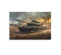 DLJGDS Realistic Military Poster with Battle - Ready Tank, Explosions And Birds in Dynamic Scene Decorative Painting Canvas Wall Posters And Modern Family Bedroom Decor 16x24inch(40x60cm)