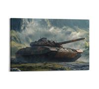 DLJGDS Realistic Military Poster with Battle - Scarred Tank in Mountainous Terrain Decorative Painting Canvas Wall Posters And Modern Family Bedroom Decor 24x36inch(60x90cm)