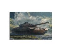 DLJGDS Realistic Military Poster with Battle - Scarred Tank in Mountainous Terrain Decorative Painting Canvas Wall Posters And Modern Family Bedroom Decor 20x30inch(50x75cm)