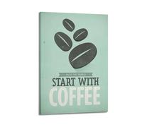 DLJGDS Retro Food And Drink Posters Rule The World Start with Coffee Decorative Painting Canvas Wall Posters And Modern Family Bedroom Decor 08x12inch(20x30cm)