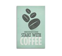 DLJGDS Retro Food And Drink Posters Rule The World Start with Coffee Decorative Painting Canvas Wall Posters And Modern Family Bedroom Decor 20x30inch(50x75cm)