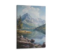 DLJGDS Scenic Mountain And Lake Landscape for Home Aesthetic Appeal Decorative Painting Canvas Wall Posters And Modern Family Bedroom Decor 16x24inch(40x60cm)