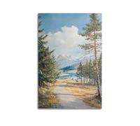 DLJGDS Scenic Mountain Lake View with Forest And Pathway Decorative Painting Canvas Wall Posters And Modern Family Bedroom Decor 24x36inch(60x90cm)