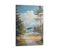 DLJGDS Scenic Mountain Lake View with Forest And Pathway Decorative Painting Canvas Wall Posters And Modern Family Bedroom Decor 24x36inch(60x90cm)