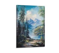 DLJGDS Scenic Mountain Lake with Forested Pathway View Decorative Painting Canvas Wall Posters And Modern Family Bedroom Decor 16x24inch(40x60cm)