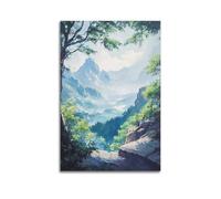 DLJGDS Scenic Mountain Valley with Lush Greenery And Tree Frames Decorative Painting Canvas Wall Posters And Modern Family Bedroom Decor 12x18inch(30x45cm)