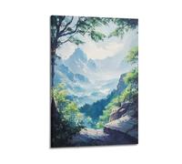 DLJGDS Scenic Mountain Valley with Lush Greenery And Tree Frames Decorative Painting Canvas Wall Posters And Modern Family Bedroom Decor 12x18inch(30x45cm)