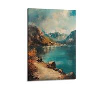 DLJGDS Scenic Mountainous Lake with Autumn Foliage View Decorative Painting Canvas Wall Posters And Modern Family Bedroom Decor 16x24inch(40x60cm)