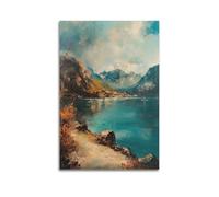 DLJGDS Scenic Mountainous Lake with Autumn Foliage View Decorative Painting Canvas Wall Posters And Modern Family Bedroom Decor 08x12inch(20x30cm)