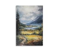 DLJGDS Scenic Mountainous Landscape with Lakeside Hamlet And Pathway Decorative Painting Canvas Wall Posters And Modern Family Bedroom Decor 20x30inch(50x75cm)