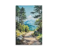 DLJGDS Scenic Woodland Path Leading to Majestic Mountains Under Clear Sky Decorative Painting Canvas Wall Posters And Modern Family Bedroom Decor 16x24inch(40x60cm)