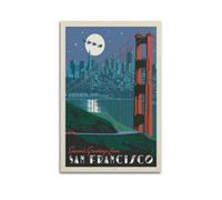 DLJGDS Season's Greetings From San Francisco Vintage Christmas Poster Decorative Painting Canvas Wall Posters And Modern Family Bedroom Decor 24x36inch(60x90cm)