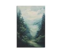 DLJGDS Serene Forest Pathway with Misty Mountains And Soft - Hued Sky Decorative Painting Canvas Wall Posters And Modern Family Bedroom Decor 16x24inch(40x60cm)