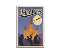 DLJGDS Vintage Christmas Poster Happy Holidays from New Orleans! Decorative Painting Canvas Wall Posters And Modern Family Bedroom Decor 20x30inch(50x75cm)