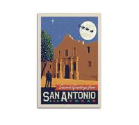 DLJGDS Vintage Christmas Poster Season's Greetings From San Antonio, TX Decorative Painting Canvas Wall Posters And Modern Family Bedroom Decor 20x30inch(50x75cm)