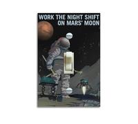 DLJGDS Vintage Poster Work The Night Shift MARS Moon Decorative Painting Canvas Wall Posters And Modern Family Bedroom Decor 24x36inch(60x90cm)