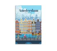 DLJGDS Vintage Travel Poster Amsterdam Netherlands Decorative Painting Canvas Wall Posters And Modern Family Bedroom Decor 12x18inch(30x45cm)
