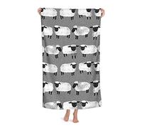 DLJIYZX Bath Towel Sheep Kids Grey Gender Neutral Farm Animals Soft Bath Towel Highly Absorbent Towels Oversized Beach Towel 80X130CM