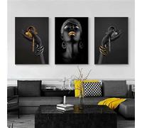 DLKAJFK 3D Romantic Lover Sculpture Poster Metal Figure Statue Art Love Heart Kiss Pictures Wall Art, Black African Woman Wall Painting, Without Frame (Poster 07, 3 Pieces - 70 x 100 cm)