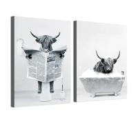 DLKAJFK Badezimmer bilder Tiere in der Badewanne Gemälde,Schwarz-Weiß Tier In Der Badezimer Bilder für Badezimmer Poster Wohnkultur,Ohne Rahme (30x40cm*2)