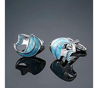DLKSH 1 Pair copper materials men shirts cufflinks fun small animal design cufflinks-Blue fish
