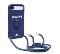 Dllatui Mobile Phone Case Compatible with iPhone 17 Air, Collar Lanyard, Silicone Case, Rotating Stand with Card Slot, Necklace Case (Blue)