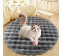 DLLDLGG Area Rugs for Living Room Bedroom, Fluffy Dog Cat Bed Mat, Indoor Soft Shaggy Floor Carpet, Deluxe Plush Anti-Slip Pet Sleep Cushion, Washable(Grey,15in)