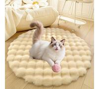 DLLDLGG Area Rugs for Living Room Bedroom, Fluffy Dog Cat Bed Mat, Indoor Soft Shaggy Floor Carpet, Deluxe Plush Anti-Slip Pet Sleep Cushion, Washable(Beige,15in)