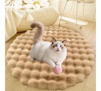 DLLDLGG Area Rugs for Living Room Bedroom, Fluffy Dog Cat Bed Mat, Indoor Soft Shaggy Floor Carpet, Deluxe Plush Anti-Slip Pet Sleep Cushion, Washable(Brown,67in)
