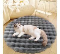 DLLDLGG Deluxe Plush Dog Crate Beds, Washable Soft Shaggy Round Cat Sleeping Mat Pad, Kitten Supplies for Indoor Pets, Anti-Slip Area Rugs for Living Room Bedroom(Grey,47in)