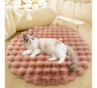 DLLDLGG Deluxe Plush Dog Crate Beds, Washable Soft Shaggy Round Cat Sleeping Mat Pad, Kitten Supplies for Indoor Pets, Anti-Slip Area Rugs for Living Room Bedroom(Pink,13in)