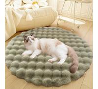 DLLDLGG Deluxe Plush Dog Crate Beds, Washable Soft Shaggy Round Cat Sleeping Mat Pad, Kitten Supplies for Indoor Pets, Anti-Slip Area Rugs for Living Room Bedroom(Green,35in)