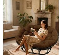 DLLDLGG Double Papasan Cushion Only, 67" X 47", PP Cotton Filling, Patio Egg Rocker Chair Pads, Soft Thicken Hammock Swing Chair Cushion for Indoor/Outdoor Furniture(Coffee,WATERPROOF_67X47IN)