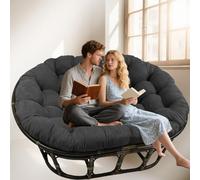 DLLDLGG Double Papasan Cushion Only, Thick Soft Tufted Wicker Egg Hanging Chair Cushion, Outdoor Oversized Overstuffed Round Chair Pad for Patio Garden Balcony Porch
