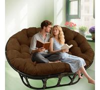 DLLDLGG Double Papasan Cushion Only, Thick Soft Tufted Wicker Egg Hanging Chair Cushion, Outdoor Oversized Overstuffed Round Chair Pad for Patio Garden Balcony Porch